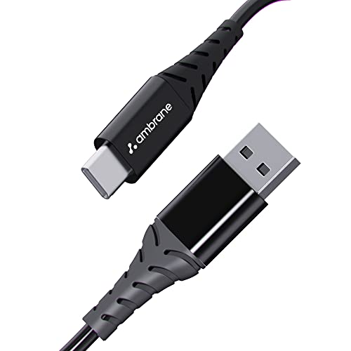 Ambrane 60W / 3A Fast Charging Output Type C To Usb Cable with Type-C to USB for Mobile, Neckband, True Wireless Earphone Charging, 480mbps Data Sync Speed, 1m Length (ACT - AZ10, Black) - Image 1
