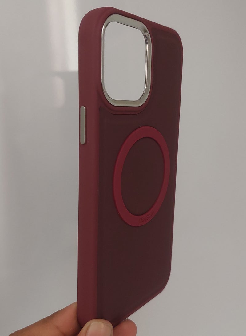 Mocome Case for Iphone Max series for Iphone 13 Pro Max Hard Silicone With Magsafe Red Colour - Image 2