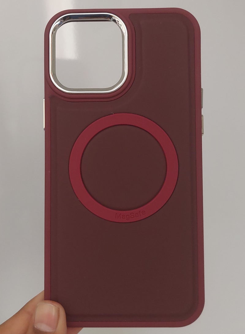 Mocome Case for Iphone Max series for Iphone 13 Pro Max Hard Silicone With Magsafe Red Colour - Image 1