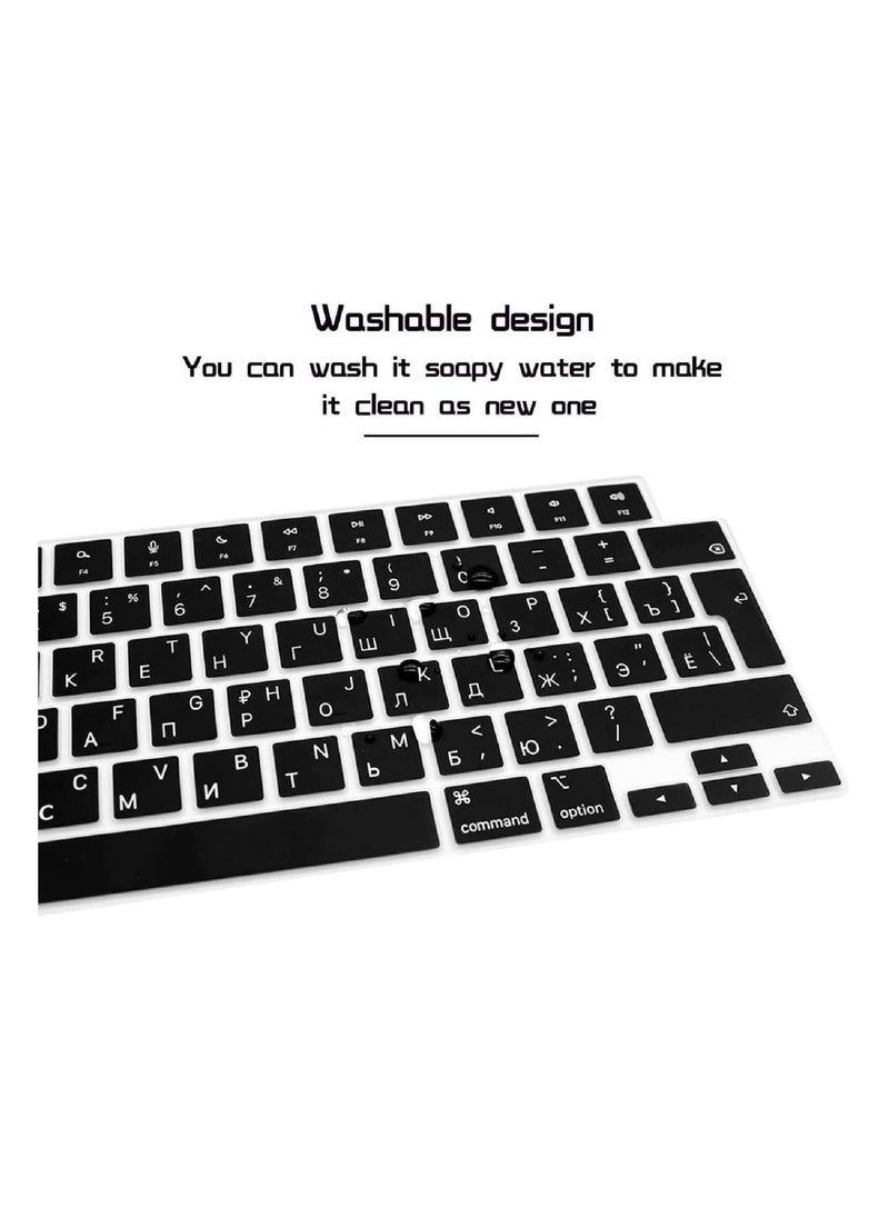 AMM EU Version Russian English Silicone Keyboard Cover Compatible with MacBook Air 15.3" & 13.6" 2023 Model A2941/A2681 & Compatible with MacBook Pro 14.2" & 16.2" M2/M1 A2442, A2779/A2485, A2780" Black  - Image 5