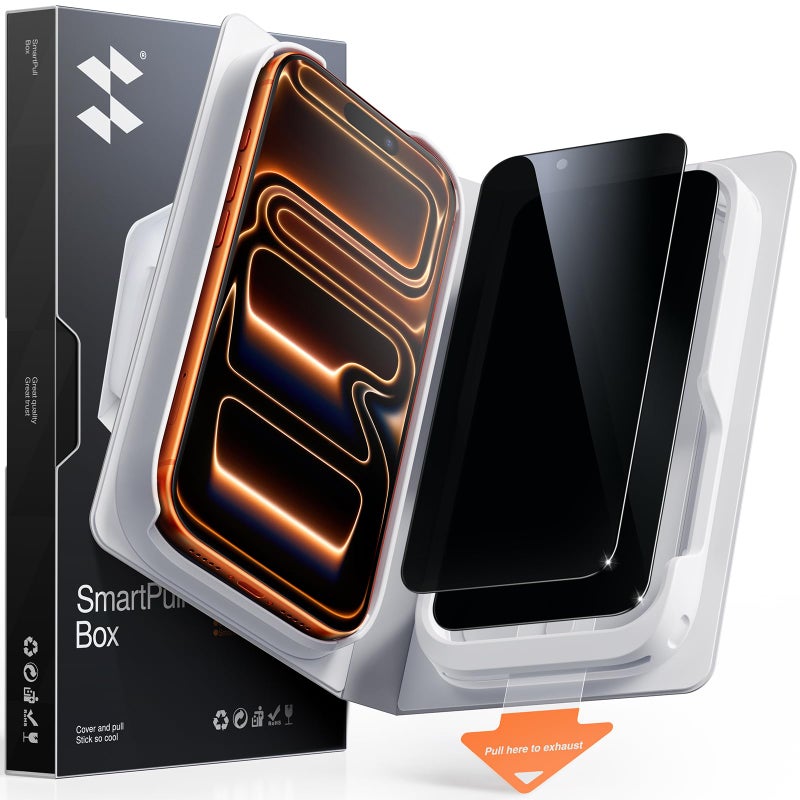 SMARTDEVIL 2 Pack Tempered Glass for iPhone 17 Pro Privacy Screen Protector, Military-Grade Shatterproof Protection, 9H Hardness, Anti-Spy Privacy Film, Fast & Easy Installation, Case Friendly Design - Image 1