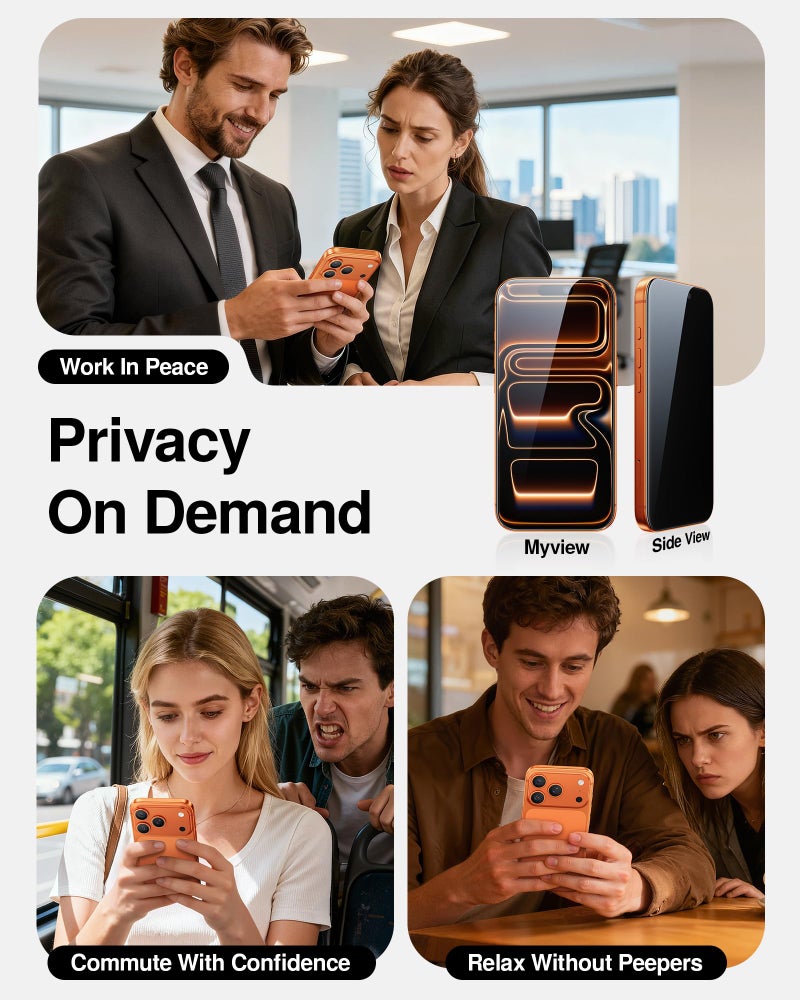 SMARTDEVIL 2 Pack Tempered Glass for iPhone 17 Pro Privacy Screen Protector, Military-Grade Shatterproof Protection, 9H Hardness, Anti-Spy Privacy Film, Fast & Easy Installation, Case Friendly Design - Image 3