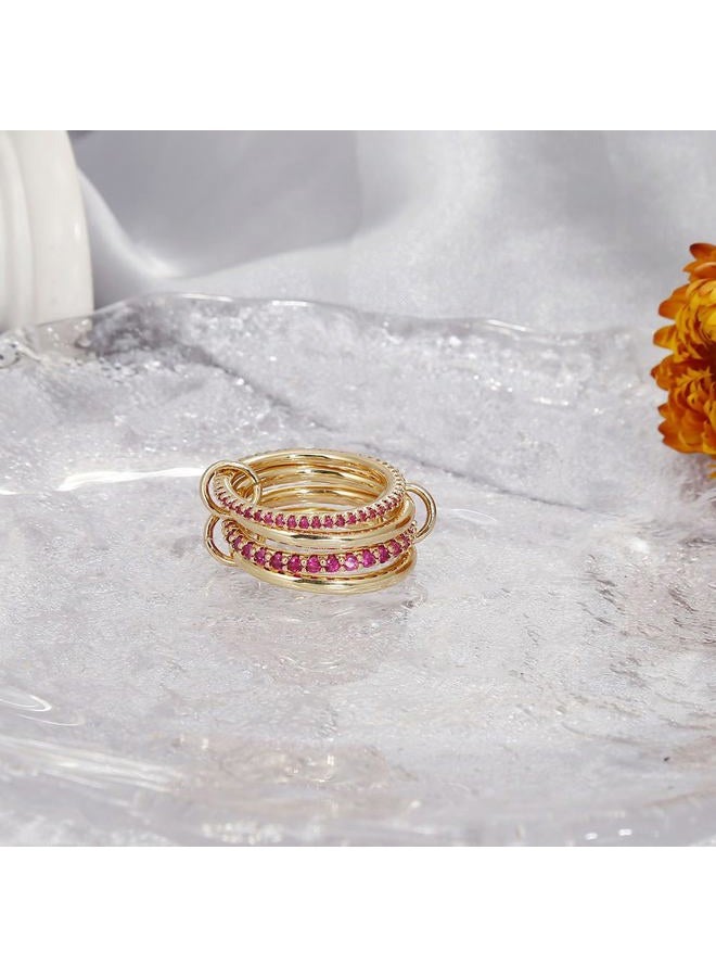 COLOYAN Stackable Rings for Women Non Tarnish, Dainty Cubic Zirconia Multi Ring 18K Gold Plated, Statement Rings Stacking Rings Jewelry, 7, Copper, No Gemstone - Image 5