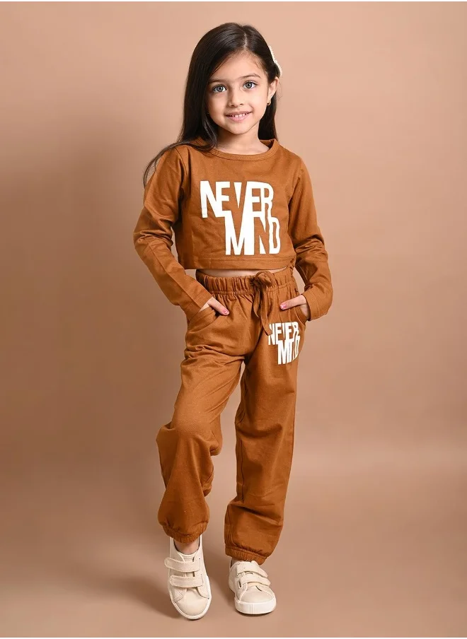 LILPICKS Never Mind Printed Crop Top with Jogger Set