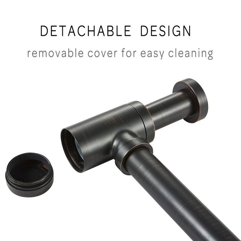 orhemus Brass Round Bottle P Trap, Basin Sink Waste Trap Drain Tube Kit Adjustable Height, Oil Rubbed Bronze Finished - Image 3