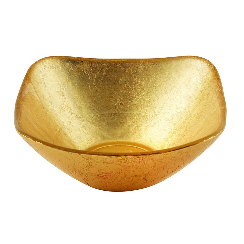 Elegance Atlas Square Gold Glass Bowl 75inch
