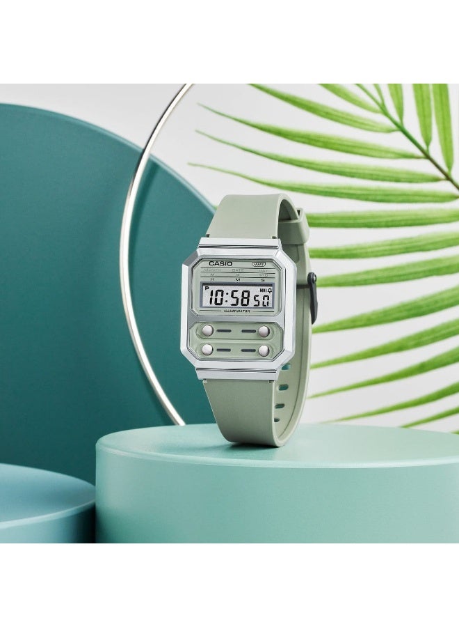 Casio Unisex Watch Vintage Digital Clear Dial Resin Band A100WEF-3ADF - Image 4