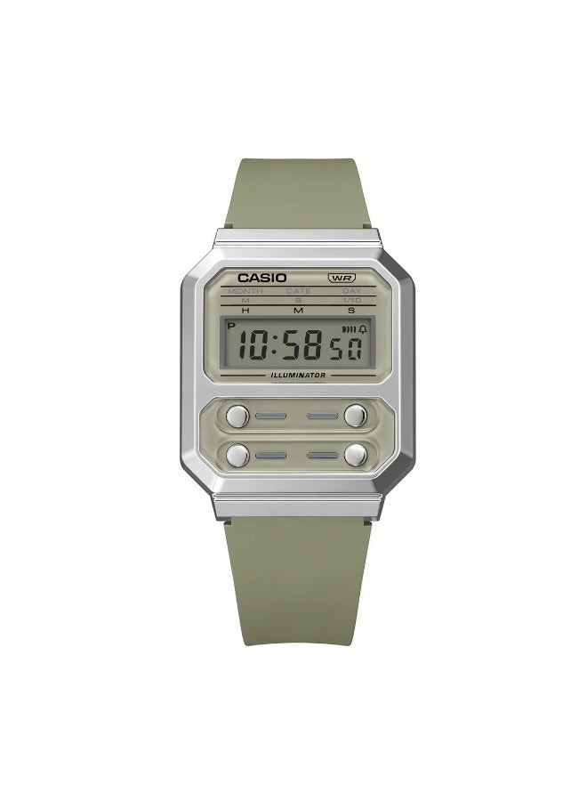 Casio Unisex Watch Vintage Digital Clear Dial Resin Band A100WEF-3ADF - Image 1