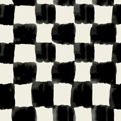 Mr. Kate Mr Kate RoomMates Tess Watercolor Soft Black Checker Peel and Stick Wallpaper Vinyl 205in x 18ft - Image 1
