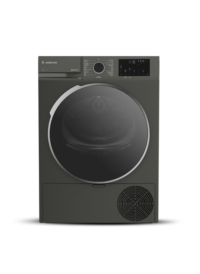 Ariston 10 KG Heat Pump Tumble Dryer, A++ Energy Efficient Dryer, Sensor Controlled Drying, ProSmart Inverter Motor, Steam Cure, 15 Drying Programs, Manhattan Gray - ARDH103DMME 10 kg ARDH103DMME Manhattan Grey - Image 1