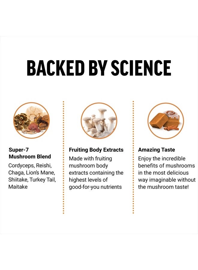 FORCE FACTOR Modern Mushrooms Soft Chews, Mushroom Supplement with Lions Mane, Turkey Tail, & Cordyceps to Support Energy, Focus, Immunity, & Digestion, Cinnamon Roll, 60 Soft Chews - Image 3