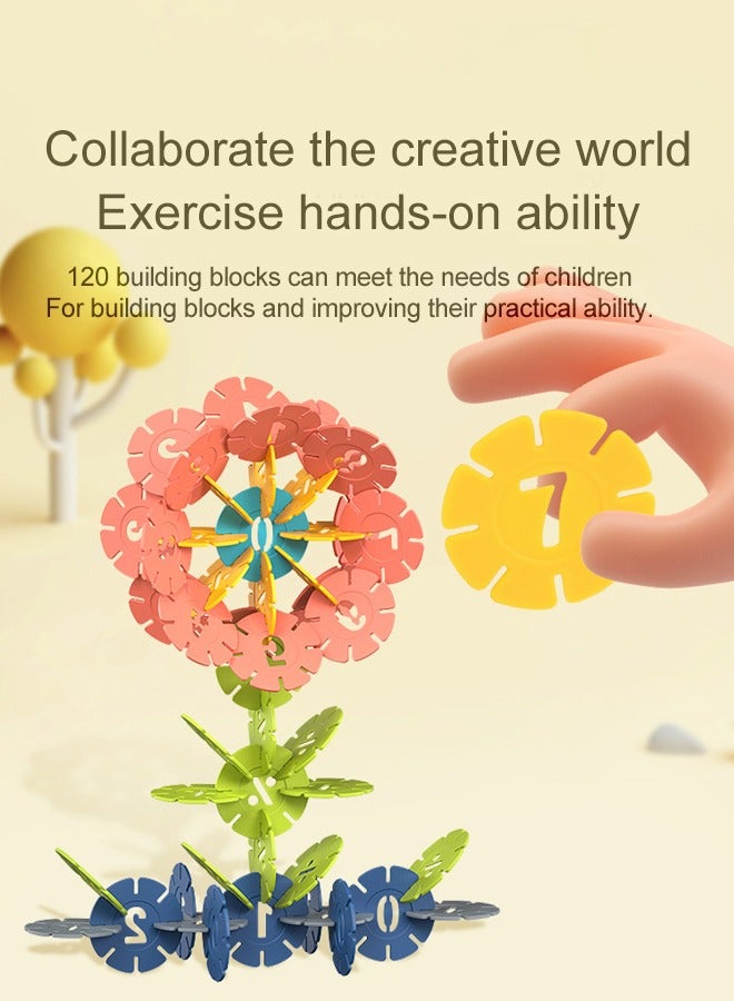 Loquat 120 Pcs Flower Building Blocks Set Construction Toy Learning Assembly Playset STEM Toy Set Educational Kit Child Branin Development Preschool Kindergarten Toy  - Image 5