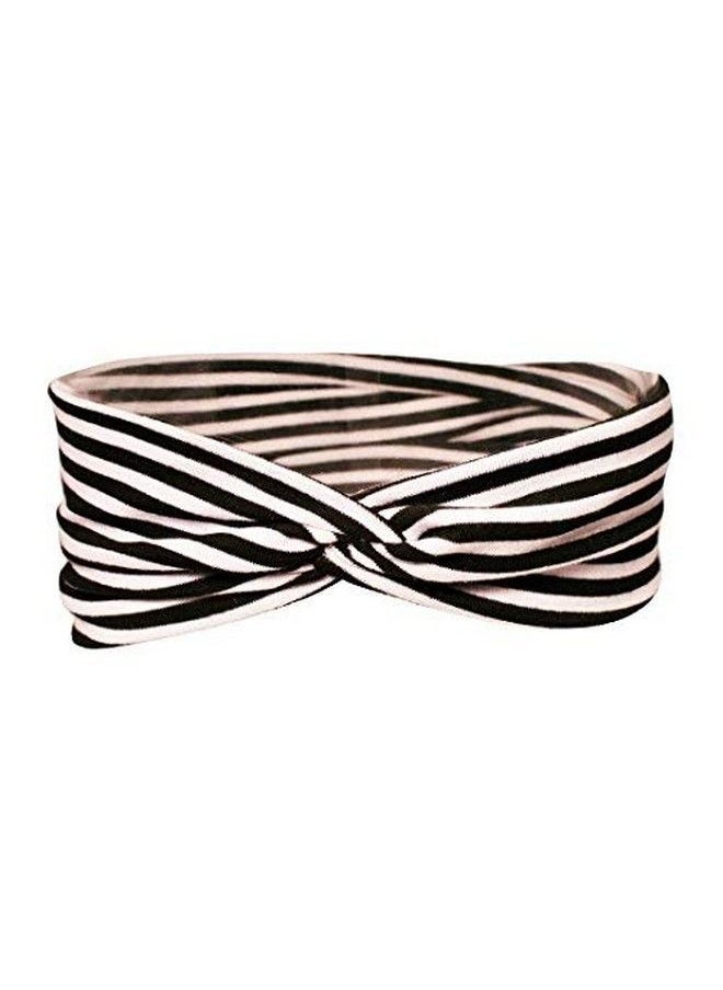 Mia Super Soft Fashionable Headband Headwrap With A Twist Black And White Striped Hair Accessory For Women And Girls 1Pc  - Image 1