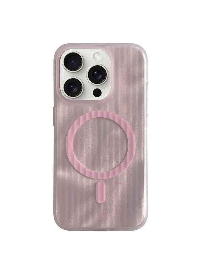 جراب هاتف مغناطيسي من Magsafe بتصميم مخطط لهاتف iPhone 14 Pro (وردي)