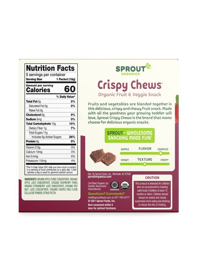 Sprout Organic Toddler Snacks, Crispy Chews, Red Berry & Beet, 3.15 oz - Pack of 10 - Image 2