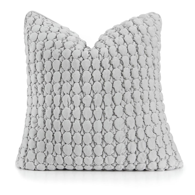 COCOPLOCEUS 1 Piece Euro Sham Gray 26x26 Pillow Covers Decorative Farmhouse Euro Shams Velvet Square Cushion Covers Soft Bubble Texture for Couch Sofa Bedroom Living Room - Image 1