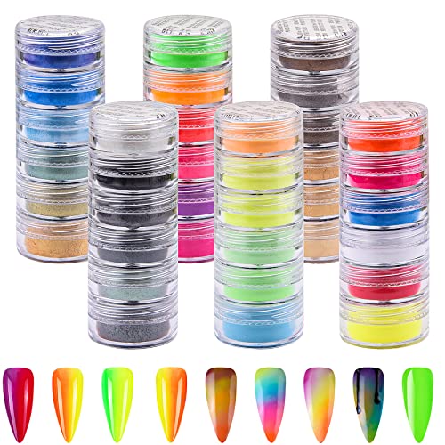 Duufin 36 Colors Nail Pigment Powder Colorful Luminous Pearlescent HighGloss Halo Powder Pigment for Nails Art Body and Crafts - Image 1