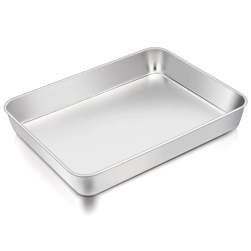 TeamFar TeamFar Lasagna Pan 123 x 975 x 2 Stainless Steel Rectangular Cake Brownie Casserole Pan For Roasting Baking Healthy  Heavy Duty Brushed Surface  Deep Side Dishwasher Safe