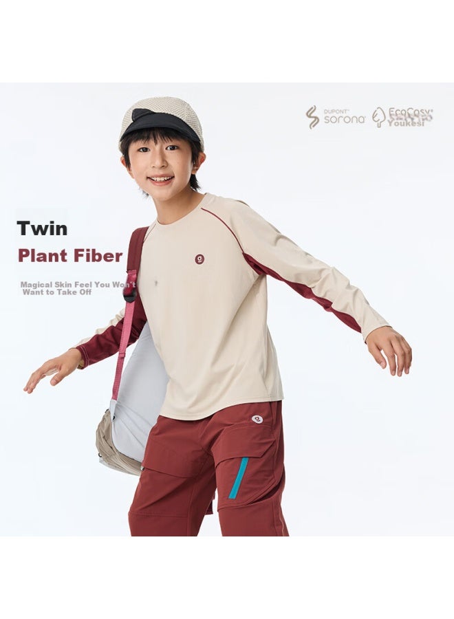 Onmygame "double Premium Skin Clothing" Children's Long Sleeve T-shirt Autumn New A-class Spliced Crew Neck Top Green 110 - Image 3