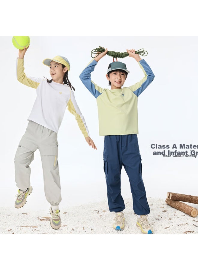 Onmygame "double Premium Skin Clothing" Children's Long Sleeve T-shirt Autumn New A-class Spliced Crew Neck Top Green 110 - Image 1