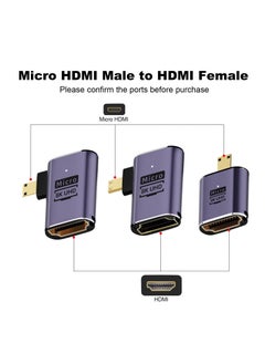 Excefore Micro HDMI to HDMI Adapter, 3 Pcs 8K 90 Degree Left and Right Angle, Micro HDMI Male to HDMI Female Cable, for Sony A6000, Raspberry Pi 4, GoPro Hero 7 and Other Sport Camera  - Image 2