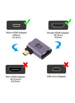 Excefore Micro HDMI to HDMI Adapter, 3 Pcs 8K 90 Degree Left and Right Angle, Micro HDMI Male to HDMI Female Cable, for Sony A6000, Raspberry Pi 4, GoPro Hero 7 and Other Sport Camera  - Image 5