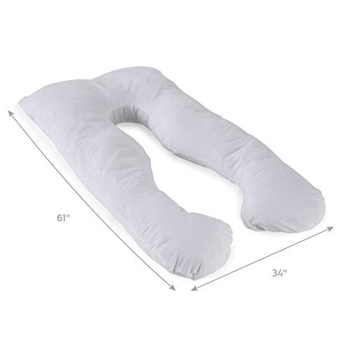 Contours Soulmate Cooling Pregnancy Body Pillow for Adults with Moisture Wicking U-Shaped Design for Side Sleeping, Maternity and Breastfeeding Support, Lounger for Back, Hip, Leg & Belly Pain - White - Image 2