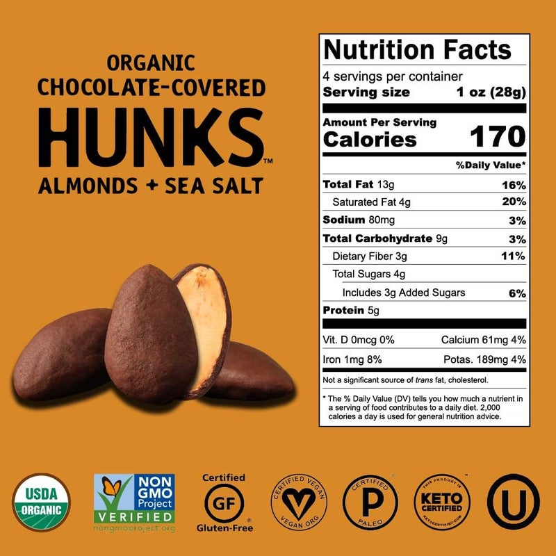 Hu Hunks Vegan Chocolate Covered Almonds with Sea Salt - 2 Pack, Organic Dark Chocolate, Non-GMO, Gluten Free, Paleo - Image 2