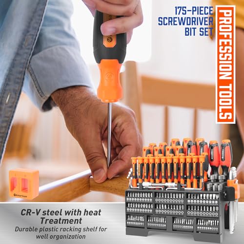 Amartisan 175-piece Magnetic Screwdrivers Set Plastic Racking, DIY Tools Set Tools for Men Tools Gift, Includs Precision screwdriver, Magnetizer, Key Set, Nut Driver and Bit Set - Image 5