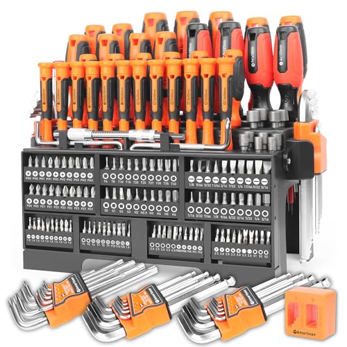 Amartisan 175-piece Magnetic Screwdrivers Set Plastic Racking, DIY Tools Set Tools for Men Tools Gift, Includs Precision screwdriver, Magnetizer, Key Set, Nut Driver and Bit Set - Image 1