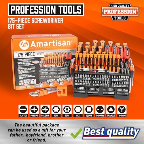 Amartisan 175-piece Magnetic Screwdrivers Set Plastic Racking, DIY Tools Set Tools for Men Tools Gift, Includs Precision screwdriver, Magnetizer, Key Set, Nut Driver and Bit Set - Image 2