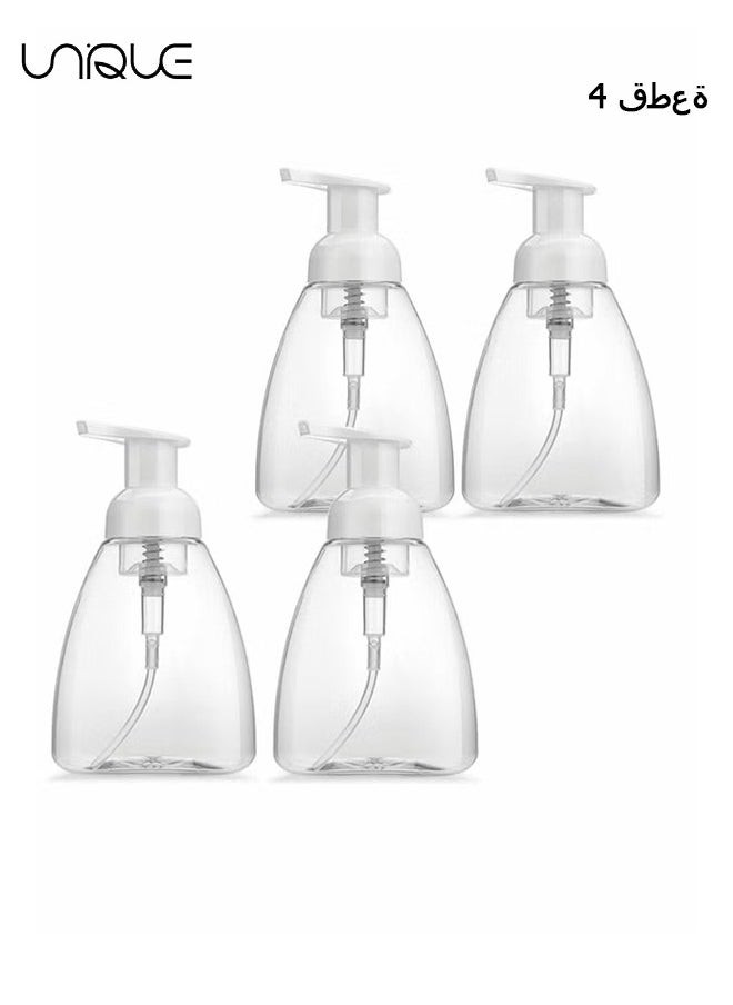 Unique - 4Pcs Foaming Soap Dispenser Hand Dispensers Refillable Plastic Foam Bottle Oval with White Pumps Empty Liquid Pump Bottles for Kitchen Bathroom - Image 1