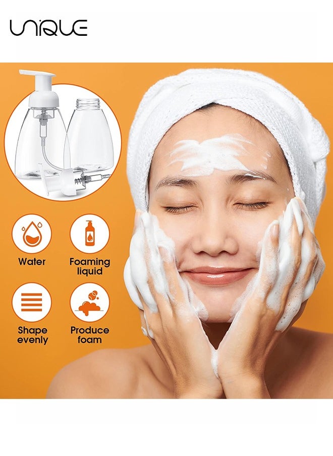 Unique - 4Pcs Foaming Soap Dispenser Hand Dispensers Refillable Plastic Foam Bottle Oval with White Pumps Empty Liquid Pump Bottles for Kitchen Bathroom - Image 1