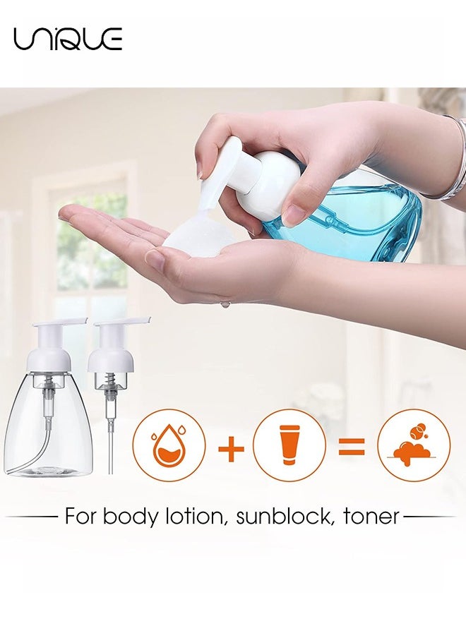 Unique - 4Pcs Foaming Soap Dispenser Hand Dispensers Refillable Plastic Foam Bottle Oval with White Pumps Empty Liquid Pump Bottles for Kitchen Bathroom - Image 1