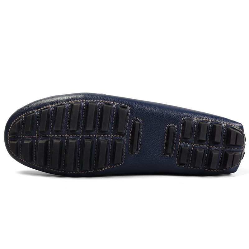 Artisure Women's Classic Comfort Navy Leather Penny Loafers Casual Slip-Ons Lightweight Walking Flats Driving Mocs Boat Shoes 6 M US - Image 2