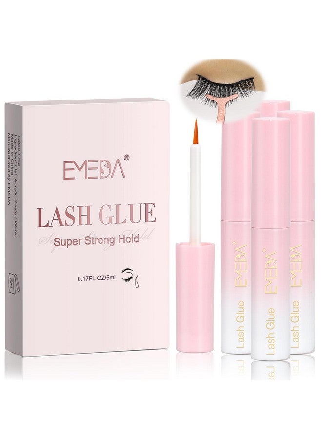 EMEDA Eyelash Glue 4Pcs 20G/0.68 Oz Clear Lash Glue, Waterproof, Super Strong Hold, Latex Free, Hypoallergenic, Formaldehyde-Free White Strip Eyelash Adhesive Emeda - Image 1