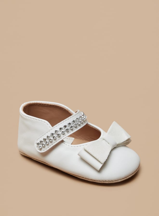 Barefeet Girls Bow Accent Booties with Hook and Loop Closure - Image 1