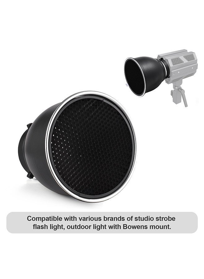 7 Inch Bowens Mount Beauty Dish Standar Reflector Diffuser Lamp Shade Dish with 60°Honeycomb Grid & Diffuser Sock for Bowens Mount Studio Strobe Flash Light Speedlite  - Image 2