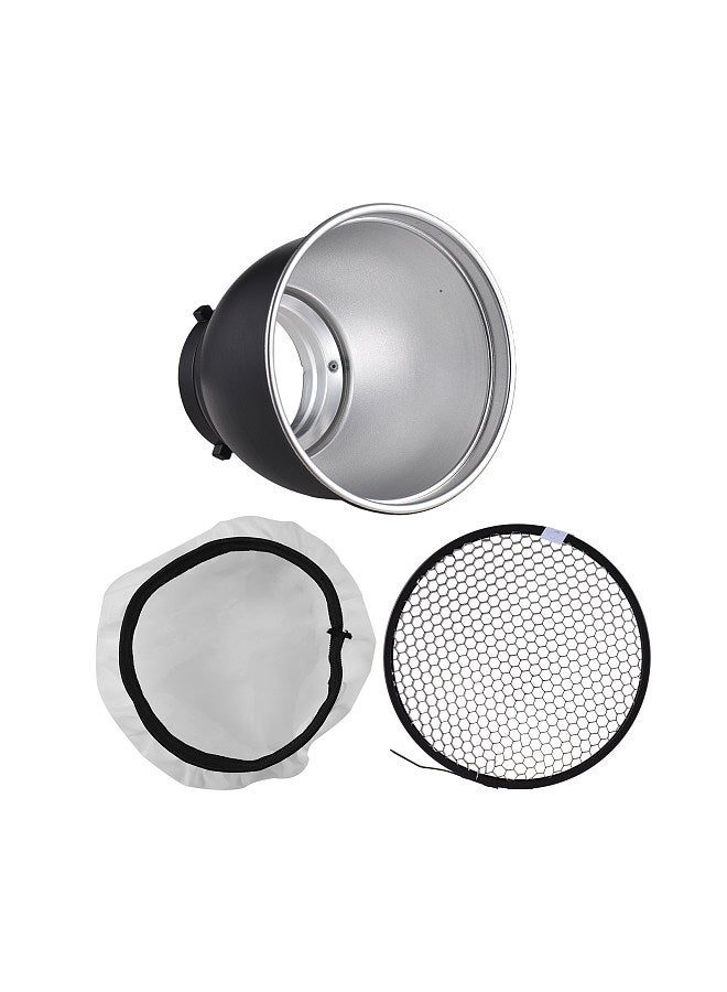 7 Inch Bowens Mount Beauty Dish Standar Reflector Diffuser Lamp Shade Dish with 60°Honeycomb Grid & Diffuser Sock for Bowens Mount Studio Strobe Flash Light Speedlite  - Image 5