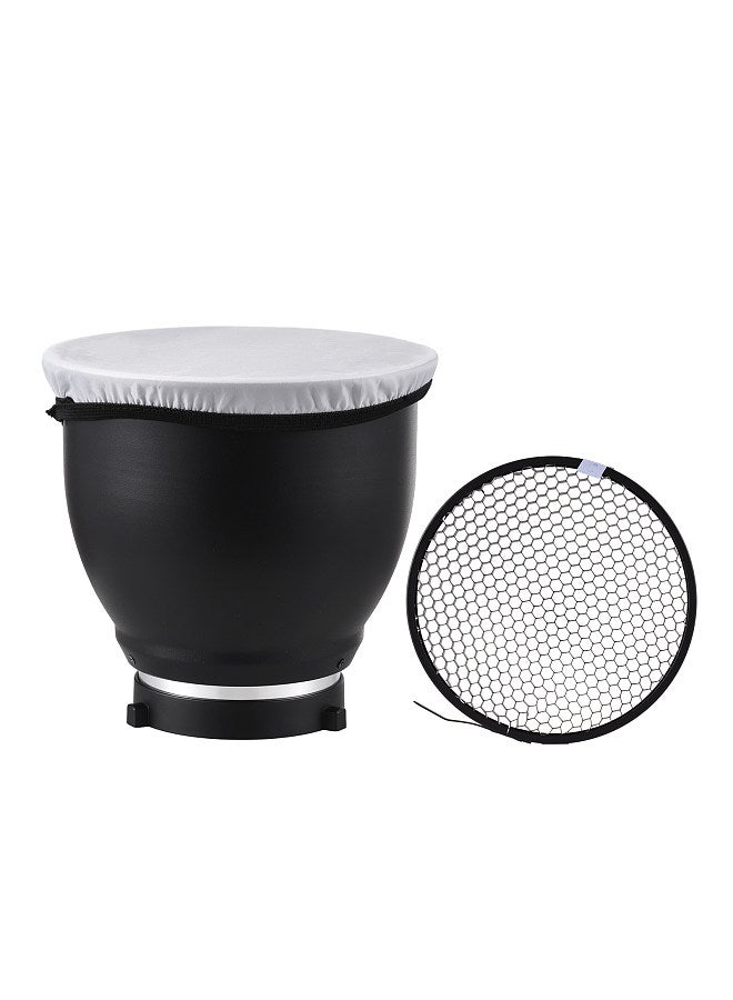 7 Inch Bowens Mount Beauty Dish Standar Reflector Diffuser Lamp Shade Dish with 60°Honeycomb Grid & Diffuser Sock for Bowens Mount Studio Strobe Flash Light Speedlite  - Image 1