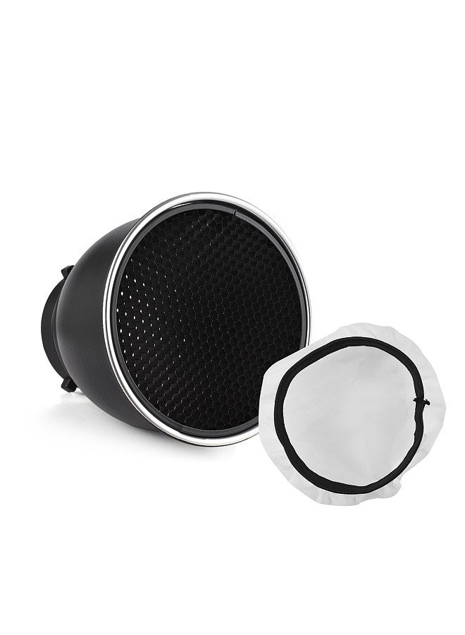 7 Inch Bowens Mount Beauty Dish Standar Reflector Diffuser Lamp Shade Dish with 60°Honeycomb Grid & Diffuser Sock for Bowens Mount Studio Strobe Flash Light Speedlite  - Image 3
