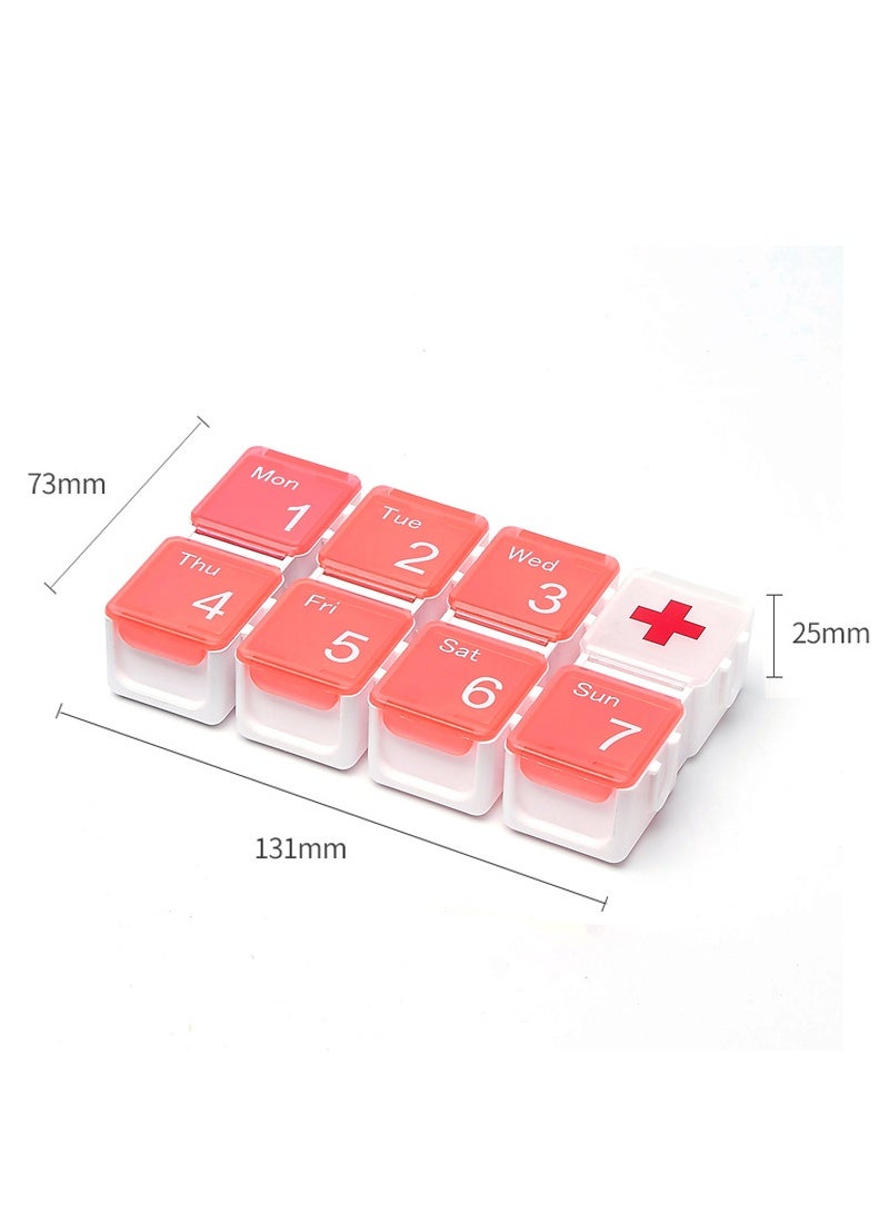 lebonaer Pill Boxes 7 Day Portable Storage Box Weekly Organizer to Hold Vitamins, Cod Liver Oil, Supplements and Medication for Travel Work(Red) - Image 2