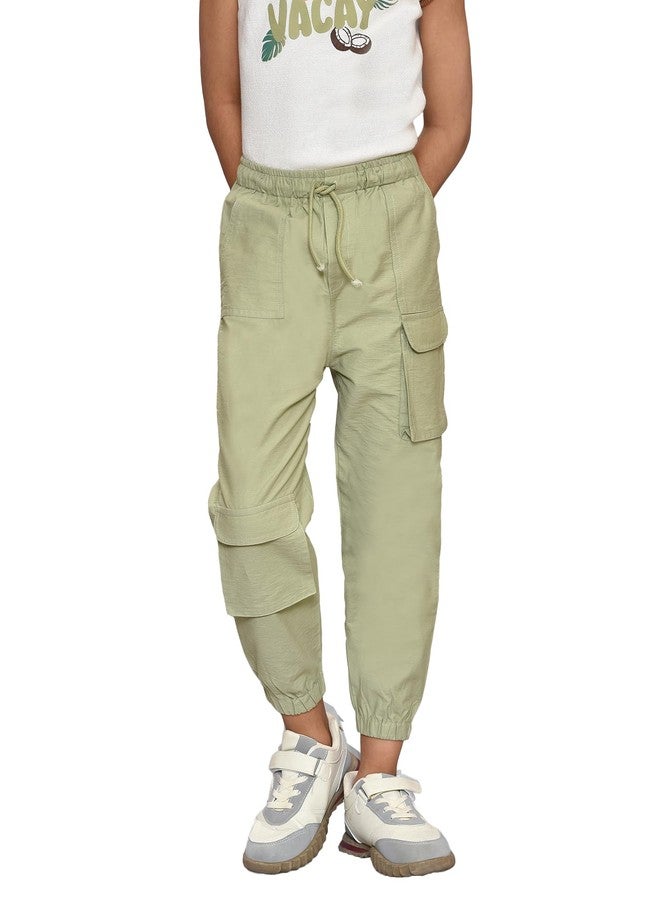 Mi Arcus Solid Olive Green Cargo Joggers for Baby Boys Kids 18-24 Months - Image 1