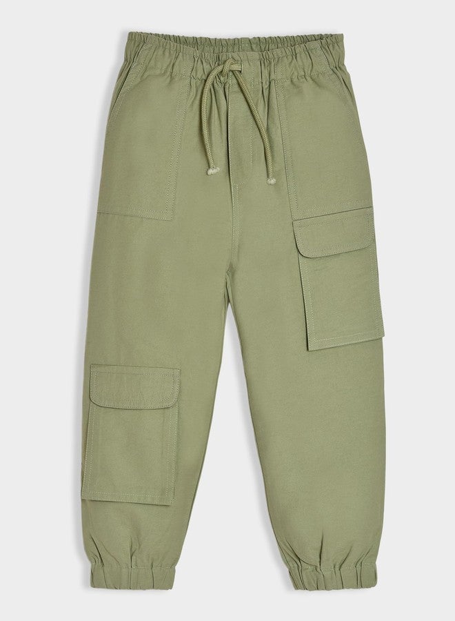 Mi Arcus Solid Olive Green Cargo Joggers for Baby Boys Kids 18-24 Months - Image 2