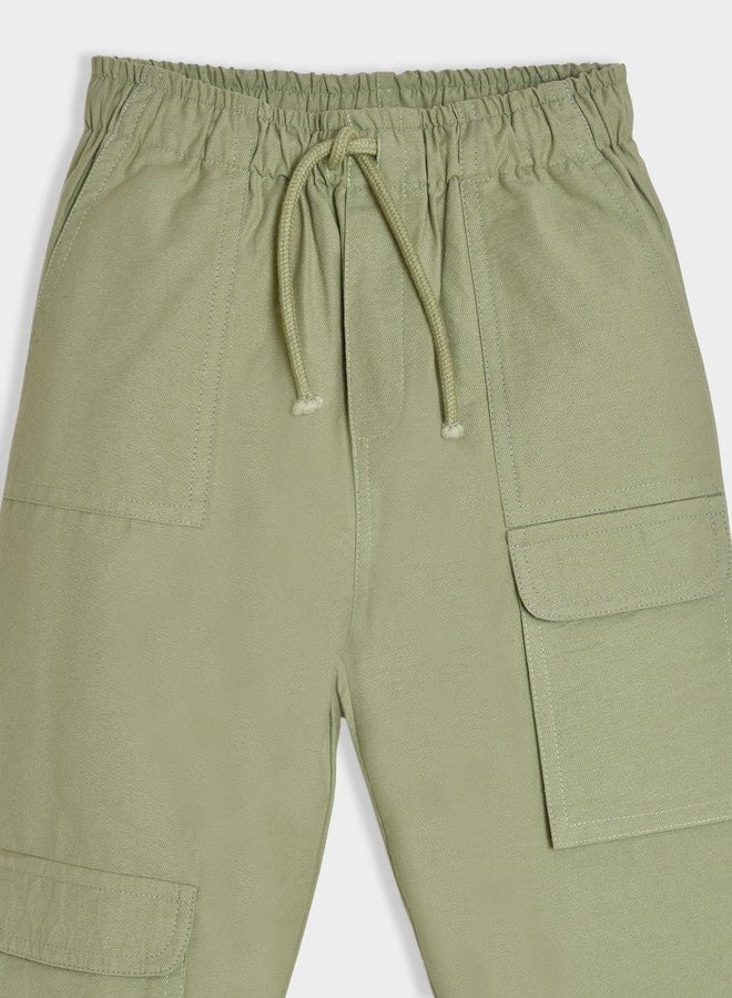 Mi Arcus Solid Olive Green Cargo Joggers for Baby Boys Kids 18-24 Months - Image 5