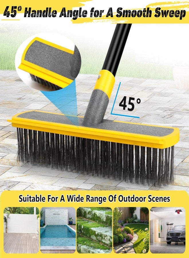 JIURAIN Heavy Duty Broom Wire Floor Scrub Brush with Long Handle, 2 in 1 Scrape and Stainless Steel Bristle Brooms Scrubber for Deck Concrete Patio Outdoor Moss Removal - Image 5