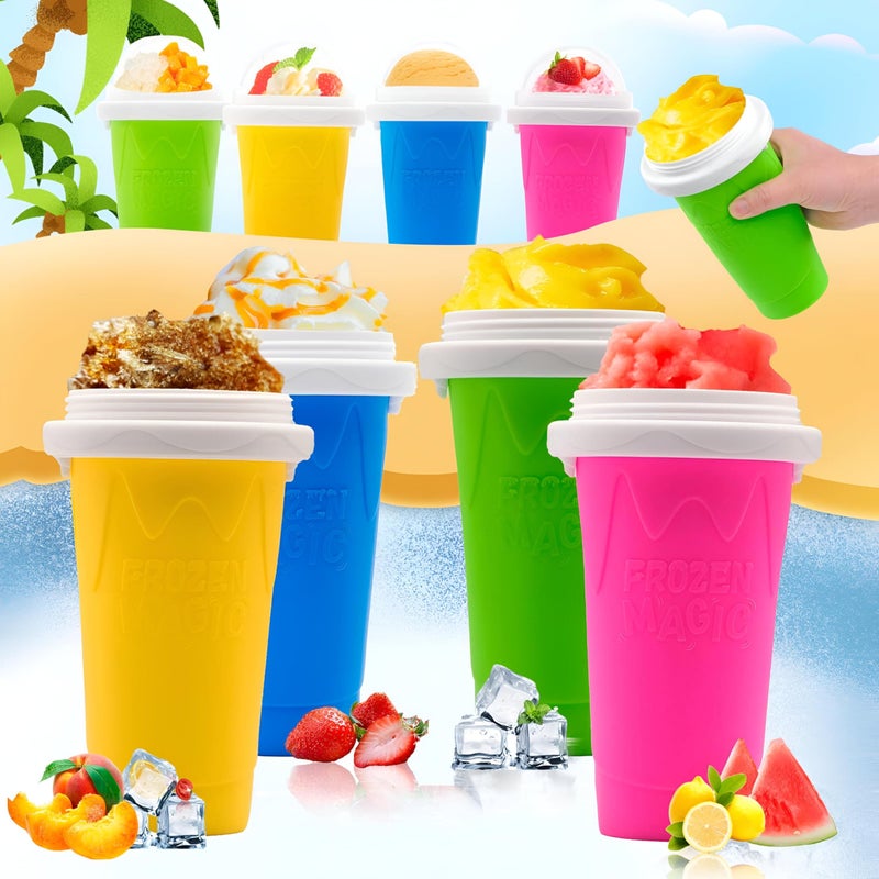 Ice Cream Maker - Fun slushie and milkshake freezing cup designed for kids to enjoy homemade frozen treats safely, with eco-friendly silicone and ergonomic grip design (Pink) - Image 3