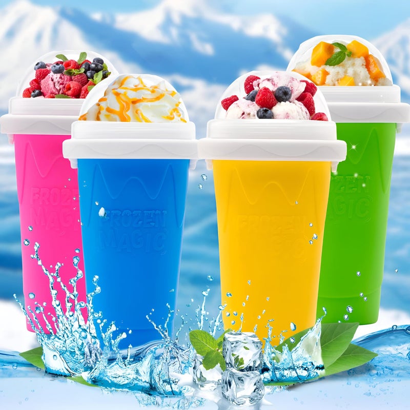 Ice Cream Maker - Fun slushie and milkshake freezing cup designed for kids to enjoy homemade frozen treats safely, with eco-friendly silicone and ergonomic grip design (Pink) - Image 2