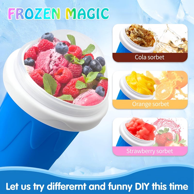 Ice Cream Maker - Fun slushie and milkshake freezing cup designed for kids to enjoy homemade frozen treats safely, with eco-friendly silicone and ergonomic grip design (Pink) - Image 4