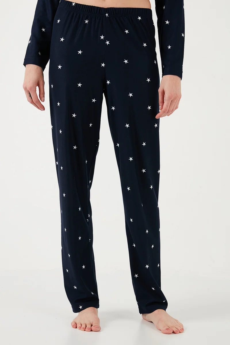 ليلا Stretch Regular Fit Open Collar Elastic Waist Pajama Set Women's PAJAMAS SET 65720501